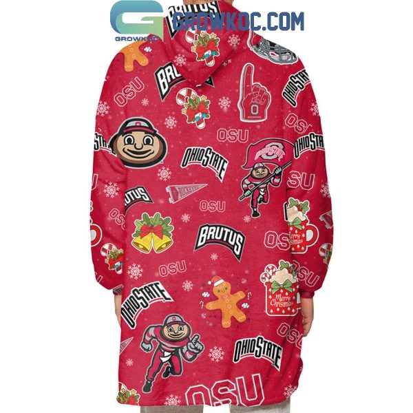 Ohio State Buckeyes Brutus OSU 2024 Christmas Oodie Hoodie Blanket