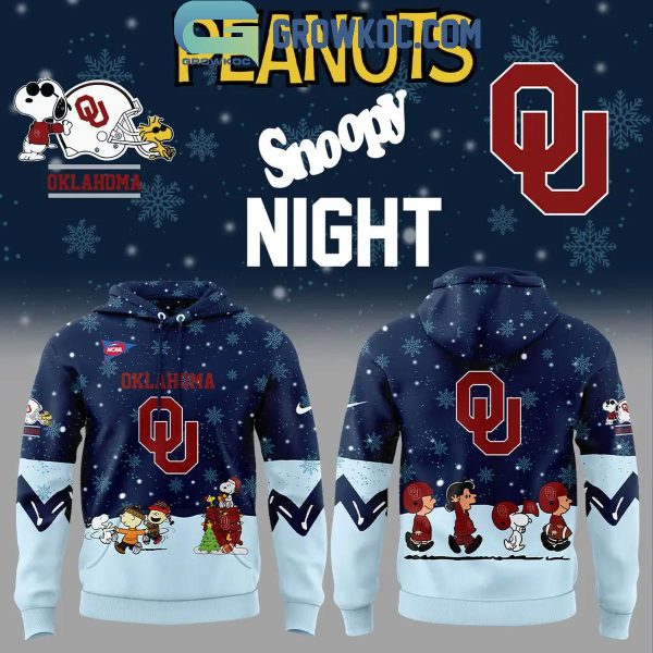 Oklahoma Sooners Cheer Christmas Night With Peanuts And Snoopy Hoodie Long Pants