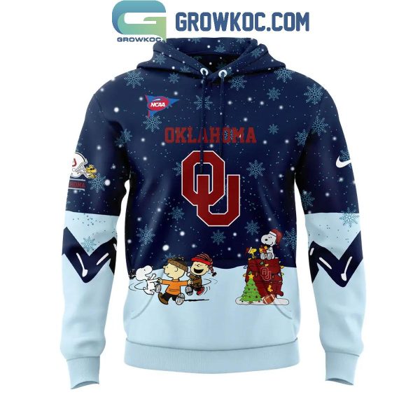 Oklahoma Sooners Cheer Christmas Night With Peanuts And Snoopy Hoodie Long Pants