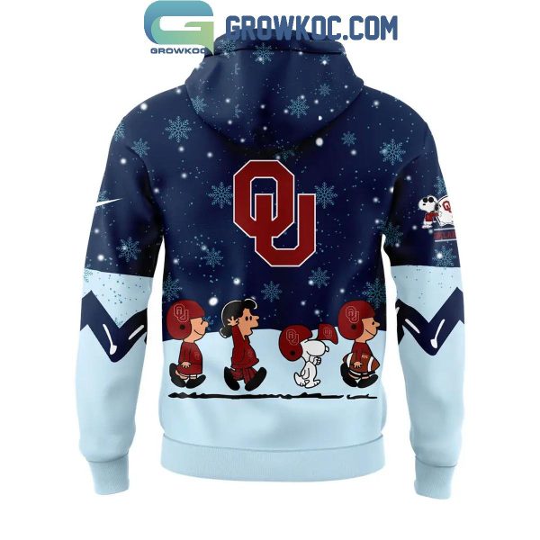 Oklahoma Sooners Cheer Christmas Night With Peanuts And Snoopy Hoodie Long Pants