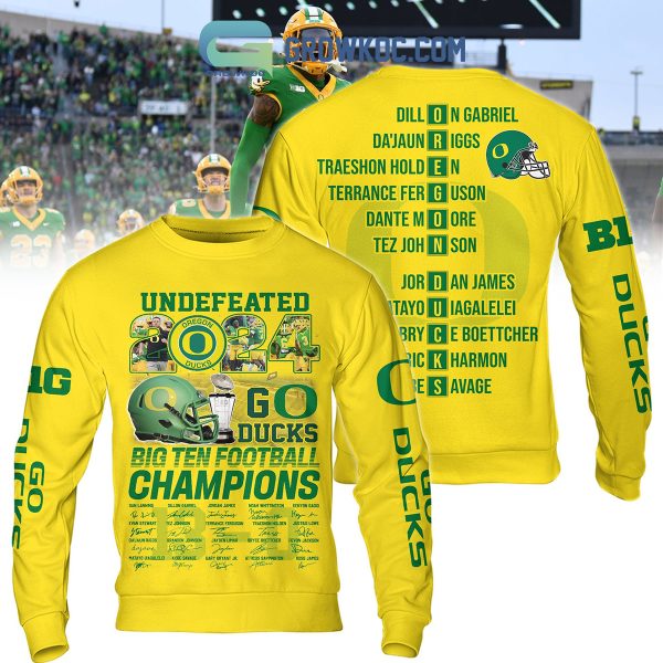 Oregon Ducks Big 10 Champions 2024 Hoodie T-Shirt Yellow Design