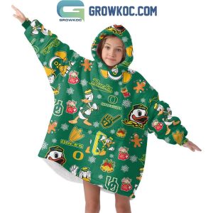 Oregon Ducks Donald Ducks OU 2024 Christmas Oodie Hoodie Blanket