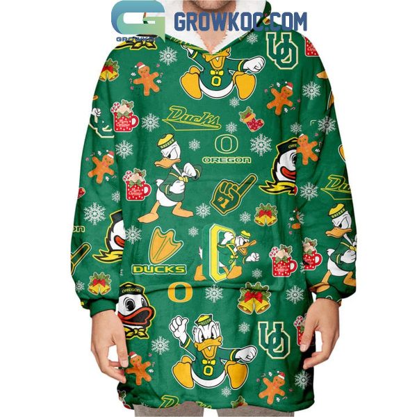 Oregon Ducks Donald Ducks OU 2024 Christmas Oodie Hoodie Blanket