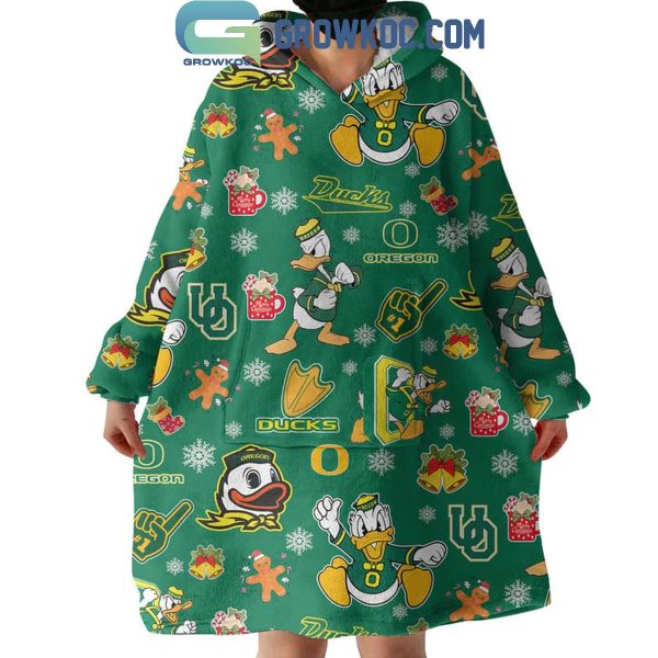 Oregon Ducks Donald Ducks OU 2024 Christmas Oodie Hoodie Blanket