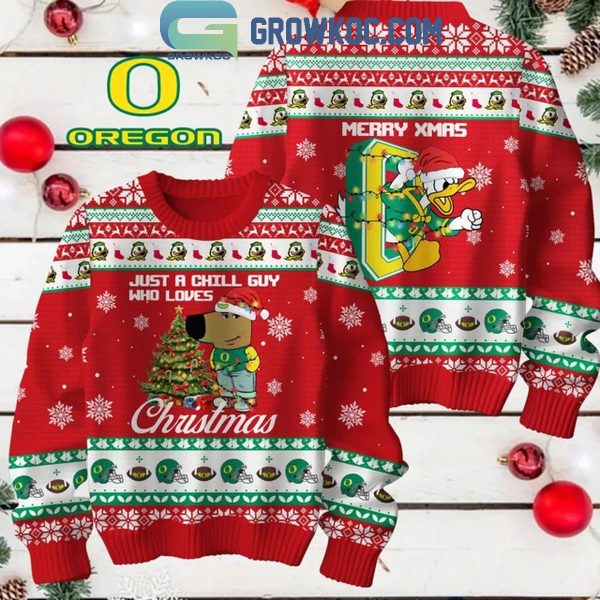 Oregon Ducks Just A Chill Guy Who Love 2024 Christmas Ugly Sweater