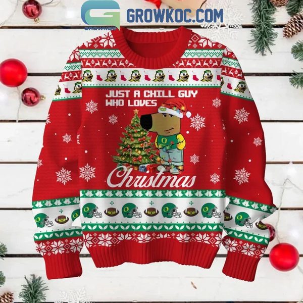 Oregon Ducks Just A Chill Guy Who Love 2024 Christmas Ugly Sweater