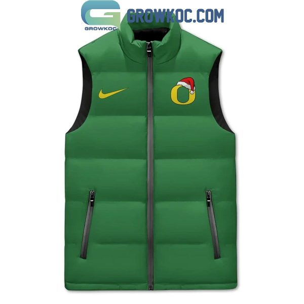 Oregon Ducks Tis The Season Cheer For The Mighty Oregon Sleeveless Puffer Jacket