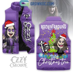 Ozzy Osbourne Rocking Around Christmas Tree Sleeveless Puffer Jacket