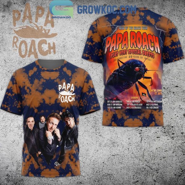 Papa Roach Rise Up The Roach Tour 2025 Hoodie T-Shirt