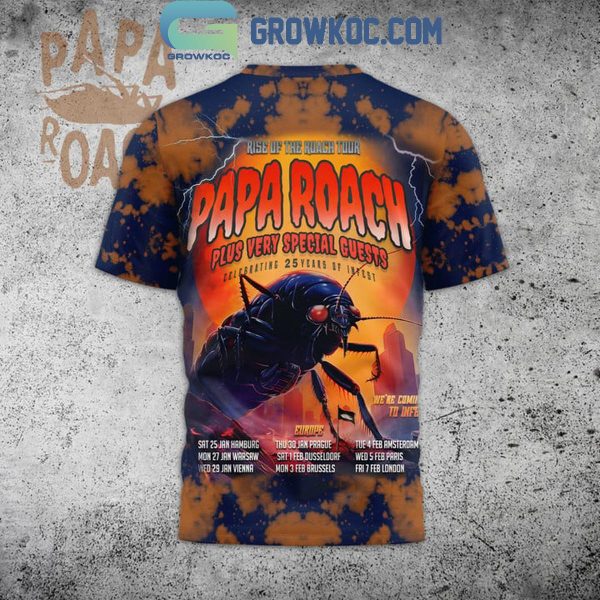 Papa Roach Rise Up The Roach Tour 2025 Hoodie T-Shirt