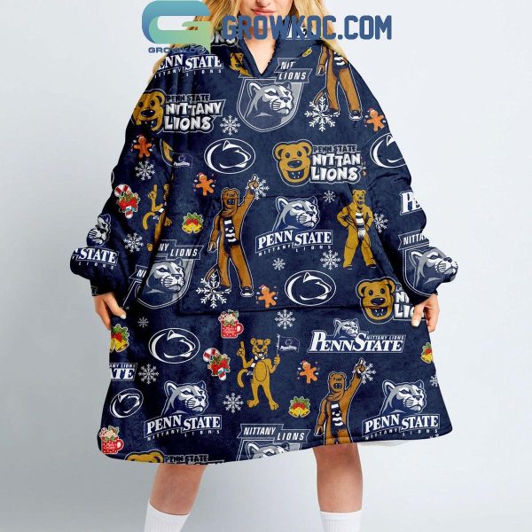 Penn State Nittany Lions Go Lions Victory Oodie Hoodie Blanket