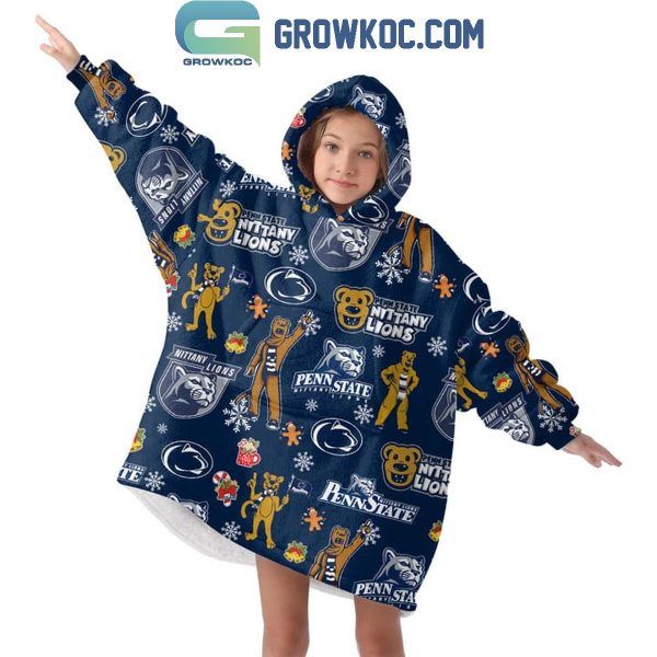 Penn State Nittany Lions Go Lions Victory Oodie Hoodie Blanket