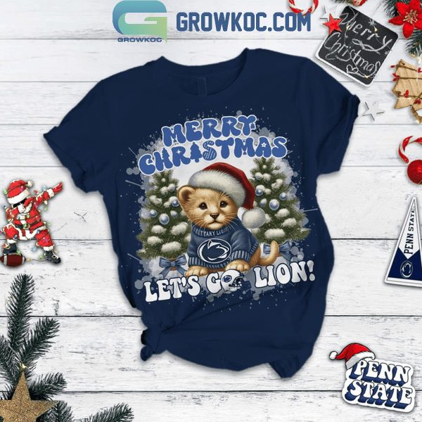 Penn State Nittany Lions Merry Christmas Let’s Go Lions Fleece Pajamas Set