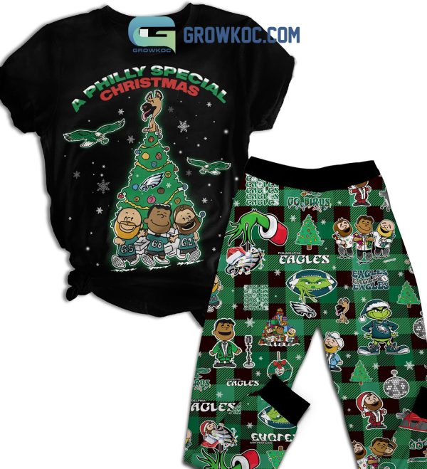 Philadelphia Eagles Snoopy A Philly Special Christmas Fleece Pajamas Set