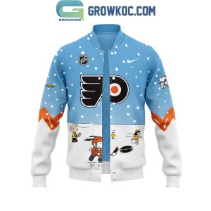 Philadelphia Flyers Snoopy Celebrating Peanuts Winter Break 2024 Baseball Jacket