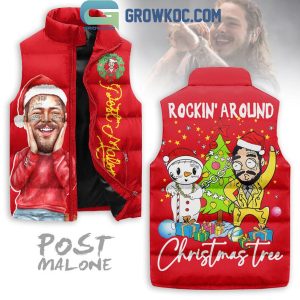 Post Malone Rocking Around Christmas Tree Sleeveless Puffer Jacket