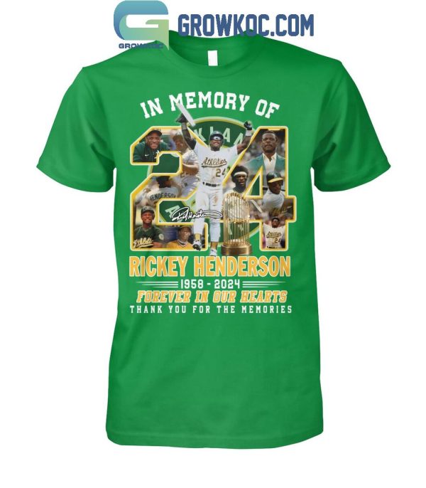 Rickey Henderson 1958 2024 Oakland Athletics Memories T Shirt