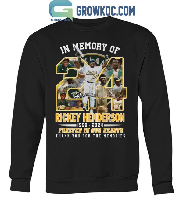 Rickey Henderson 1958 2024 Oakland Athletics Memories T Shirt