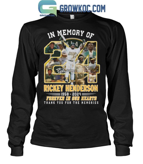 Rickey Henderson 1958 2024 Oakland Athletics Memories T Shirt