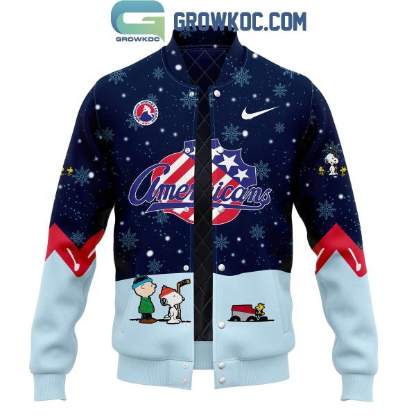 Rochester Americans Peanuts Snoopy Celebrating Christmas Night Baseball Jacket