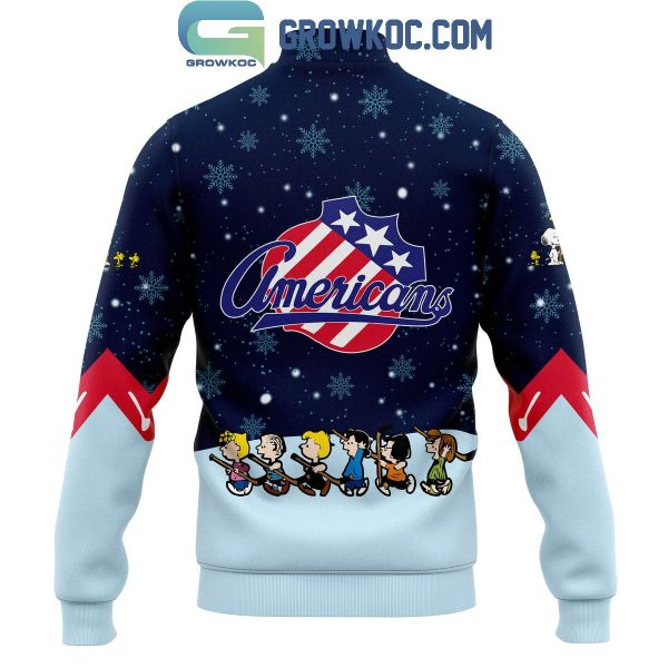 Rochester Americans Peanuts Snoopy Celebrating Christmas Night Baseball Jacket