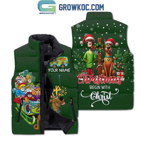 Scooby-Doo Christmas Begins With Christ Personalized Sleeveless Puffer Jacket