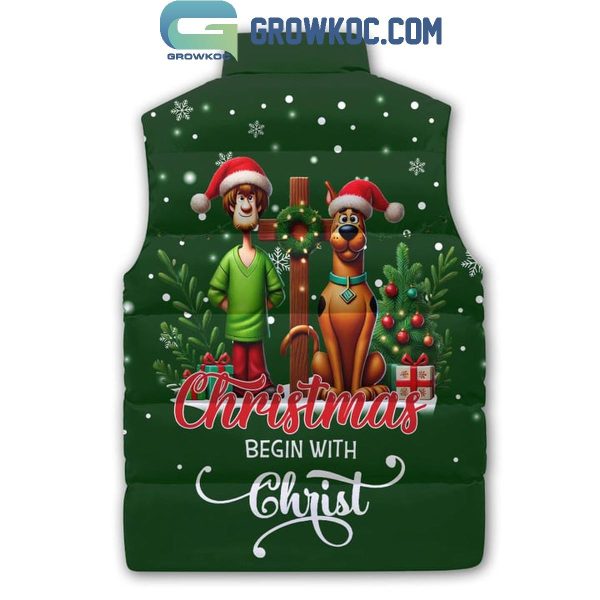 Scooby-Doo Christmas Begins With Christ Personalized Sleeveless Puffer Jacket