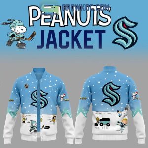 Seattle Kraken Snoopy Celebrating Peanuts Winter Break 2024 Baseball Jacket