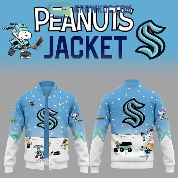 Seattle Kraken Snoopy Celebrating Peanuts Winter Break 2024 Baseball Jacket