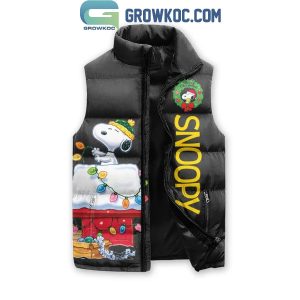 Snoopy Peanuts Christmas Rocking Around The Tree Sleeveless Puffer Jacket