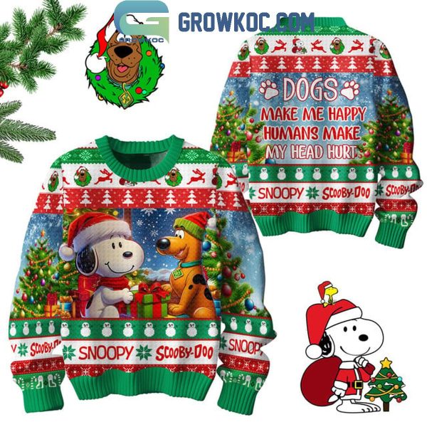 Snoopy Scooby-Doo Makes Me Happy Humans Made My Head Hurt Ugly Sweater