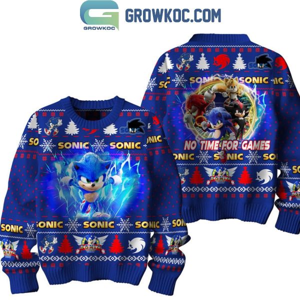 Sonic The Hedgehog No Time For Games Christmas Ugly Sweater