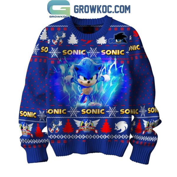 Sonic The Hedgehog No Time For Games Christmas Ugly Sweater