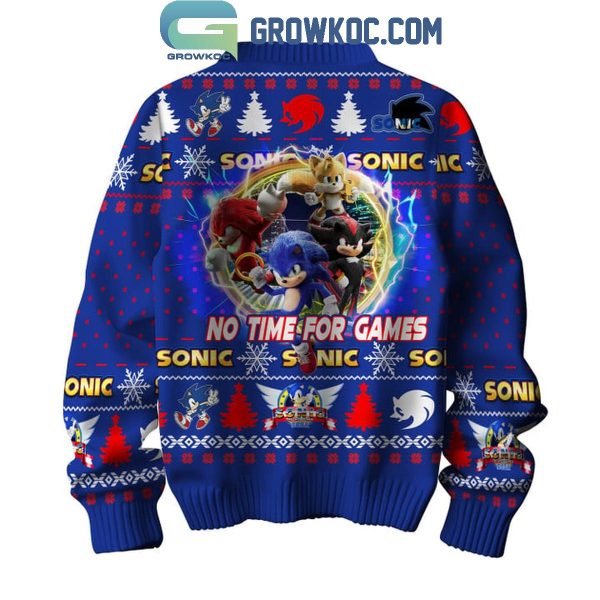 Sonic The Hedgehog No Time For Games Christmas Ugly Sweater