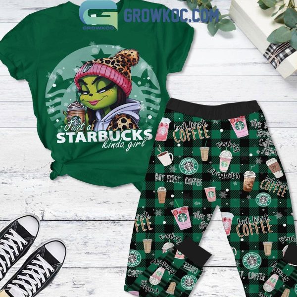 Starbucks Just A Starbucks Kinda Girl Christmas Fleece Pajamas Set