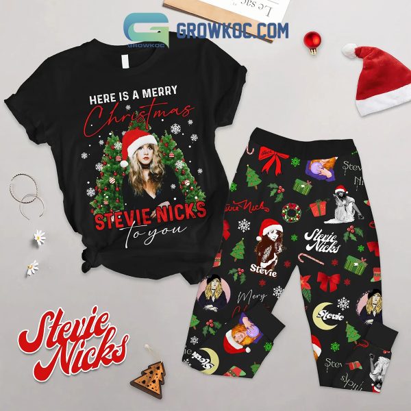 Stevie Nicks Here A Merry Stevie Christmas 2024 Fleece Pajamas Set