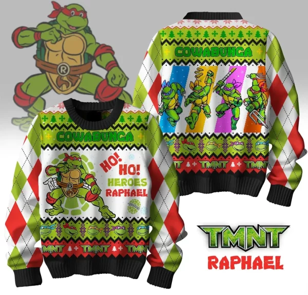 Teenage Mutant Ninja Turtles Ho Ho Heroes Raphael 2024 Christmas Ugly Sweater