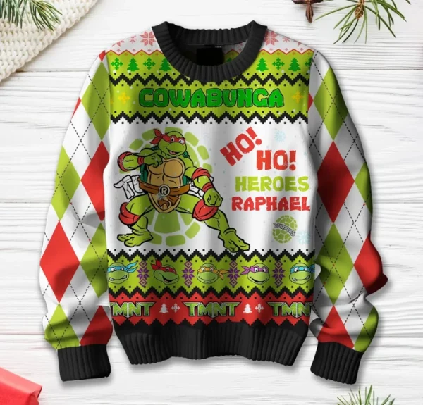 Teenage Mutant Ninja Turtles Ho Ho Heroes Raphael 2024 Christmas Ugly Sweater