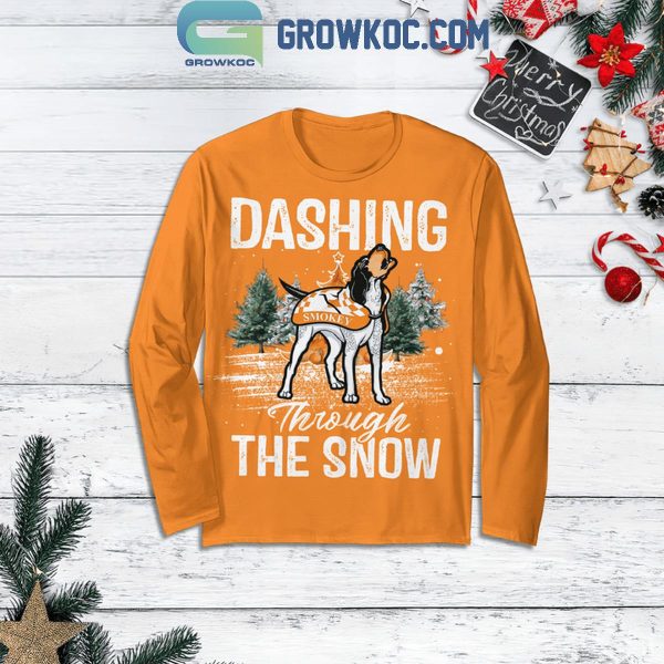 Tennessee Vols Christmas Dashing Through The Snow Fleece Pajamas Set