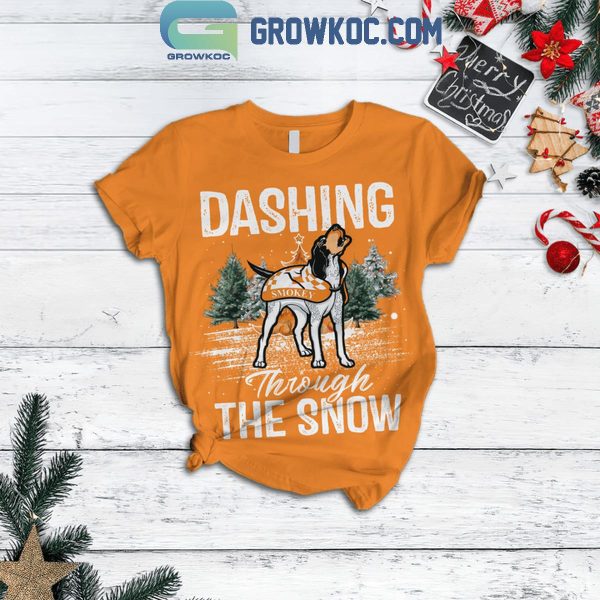 Tennessee Vols Christmas Dashing Through The Snow Fleece Pajamas Set