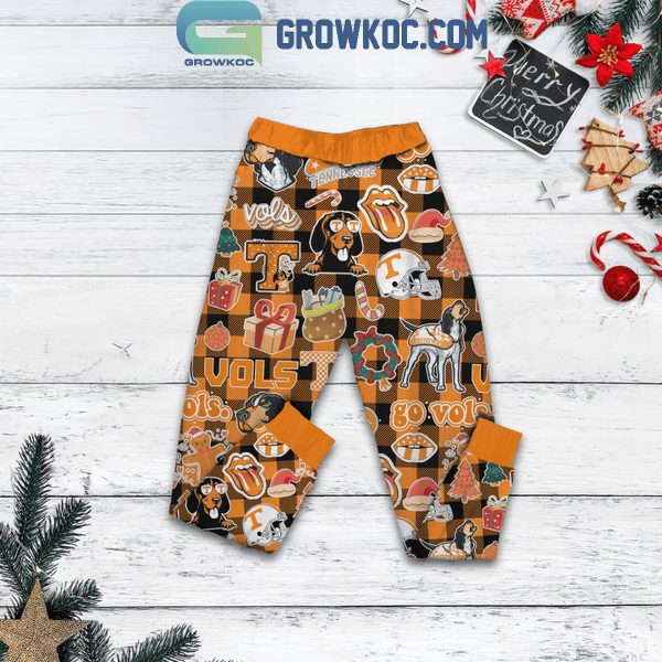 Tennessee Vols Christmas Dashing Through The Snow Fleece Pajamas Set