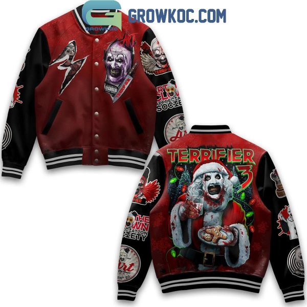 Terrifier Art The Clown Appreciation Society 2024 Baseball Jacket