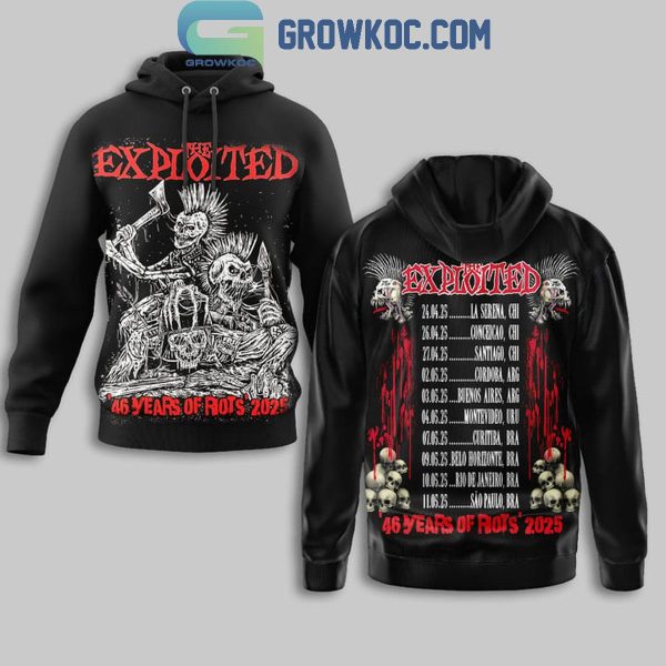 The Exploited 2025 Celebrating The 46 Years Of Rots Tour The Legends Hoodie T-Shirt