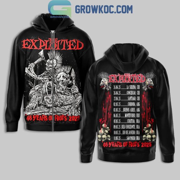 The Exploited 2025 Celebrating The 46 Years Of Rots Tour The Legends Hoodie T-Shirt