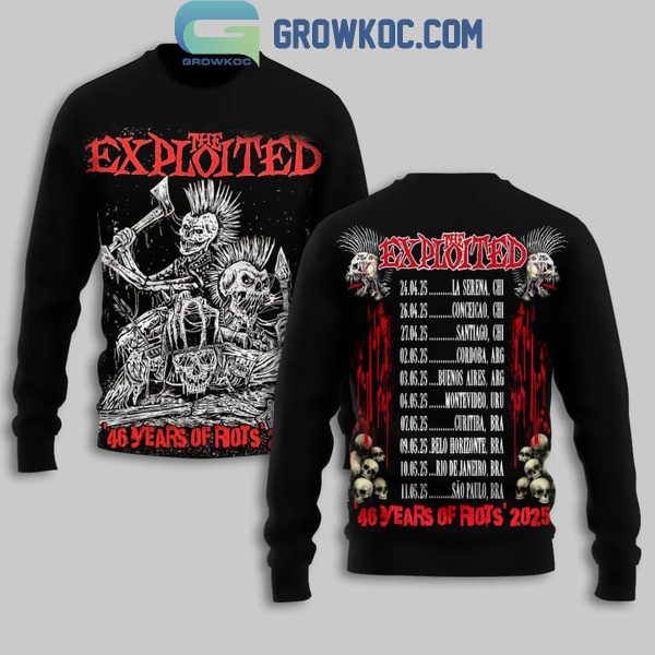 The Exploited 2025 Celebrating The 46 Years Of Rots Tour The Legends Hoodie T-Shirt