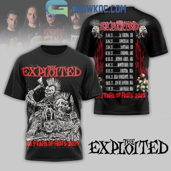 The Exploited 2025 Celebrating The 46 Years Of Rots Tour The Legends Hoodie T-Shirt