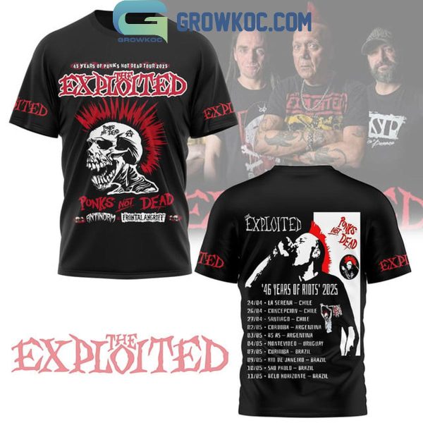 The Exploited 46 Years Of Riots 2025 The Schedule Of Greatness Hoodie T-Shirt