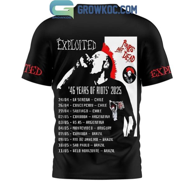 The Exploited 46 Years Of Riots 2025 The Schedule Of Greatness Hoodie T-Shirt