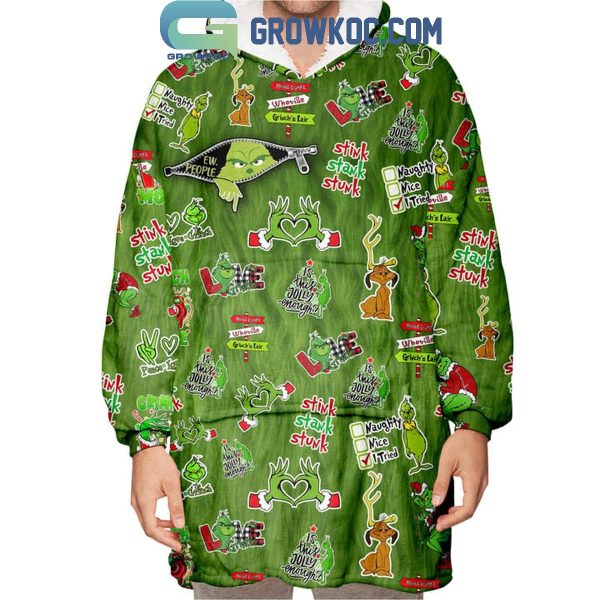 The Grinch Is This Jolly Enough Fan Oodie Hoodie Blanket