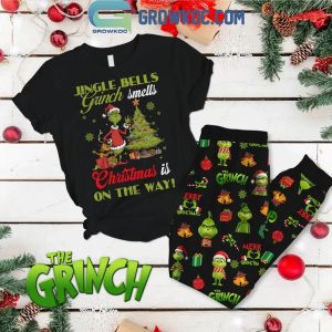 The Grinch Jingle Bells Grinch Smell Christmas 2024 Is On The Way Fleece Pajamas Set